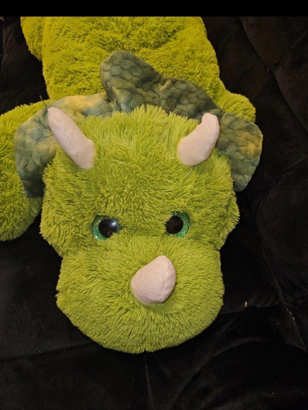 Hug Fun Jumbo Plush Green Triceratops Dinosaur Laying Pillow 42"
